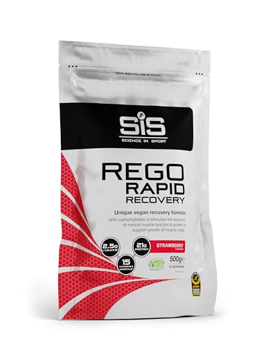 Science in Sport Rego Rapid Recovery Pulver 500g vegan Erdbeere - Regenerations Drink Pulver mit Kohlenhydraten, Proteinen, Elektrolyten, Vitaminen und Mineralien, Unterstützt effektives Training