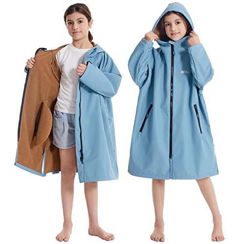 Catálogo de Abrigos para Niño al mejor precio. 47 Hiturbo Parka de Natación para Niños: Bata de Cambio Impermeable - Abrigo de Natación Extragrande - Poncho con Capucha para Surf - Forro Fino de Corta Longitud (9-13 años,...