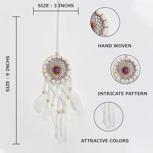 Car Hanging Accessories Interior, Dream Catchers for Cars, Original Handicrafted Car Hanging, Rear View Car Mirror Hanging Decoration Size- (8x1x25cm) Multicolour (Pack of 1)