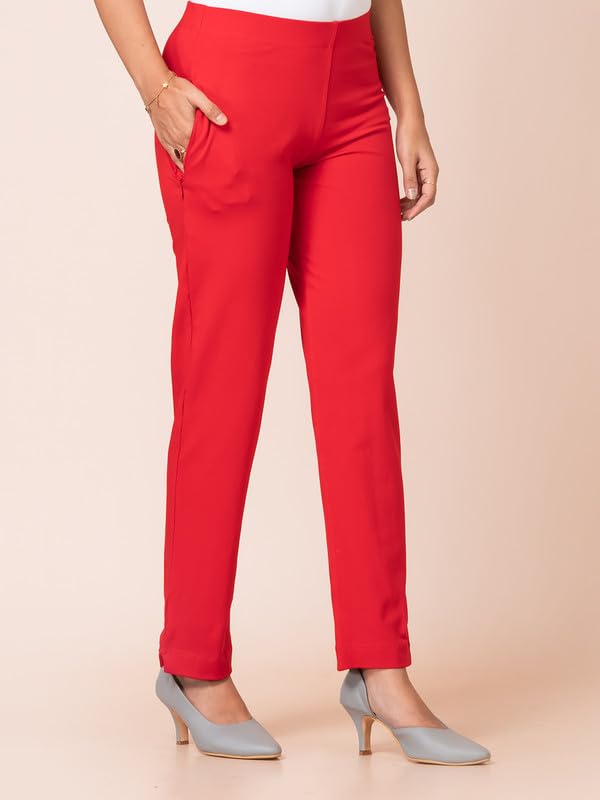 Image of Ruby Cotton Lyrcra Blend Copper Collection Straight Pants | Perfect Blend of Style and Comfort | Professional and Casual Wear #1