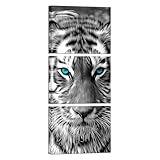 Visual Art Decor Black and White Tiger Decor Painting Wildlife Picture Canvas Wall Art for Home Office Bedroom Decoration Ready to Hang 12inx16inx3Pieces