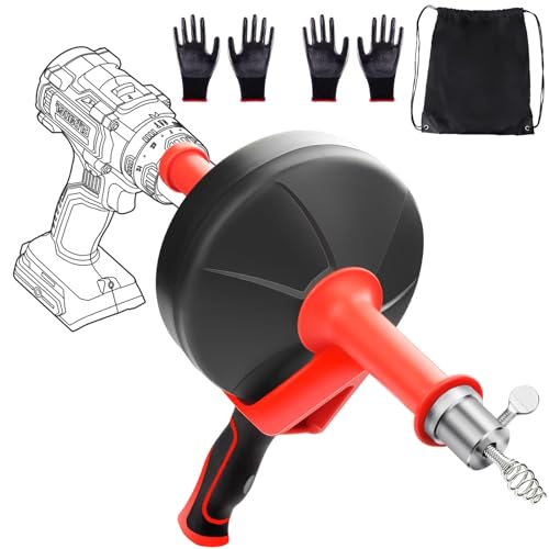 Desatascador Tuberias Profesional 13M Alambre Cable Desatascador Tuberias a Presion Desatascador Fregadero Limpia Maquina Desatascar Tuberias Desatascadores Destapa Cañerias con 2 pares de Guantes