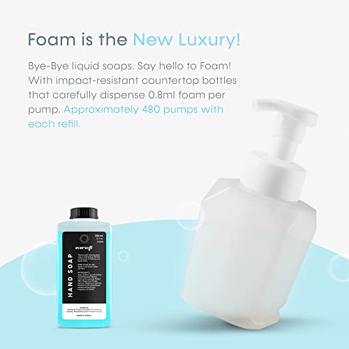 Image of Eversoft Foaming Countertop Hand Soap Bottle Dispenser for Kitchen /Bathroom /Office /RV /Airbnb, 385 ml (13.0 oz), Sealed Refill Cartridges Sold Separately, Clear FCB-385HS