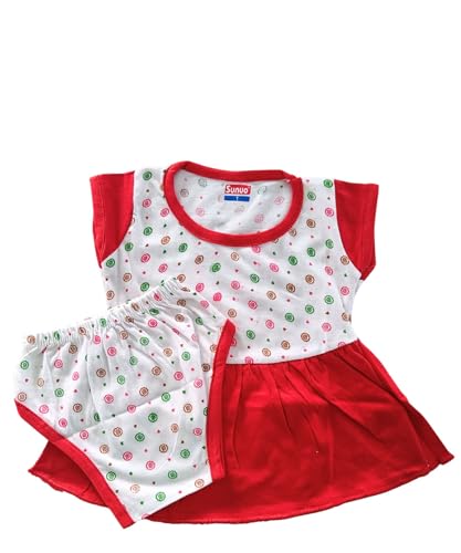 Image of Baby Girl Cotton A-Line Frock with Pant Combo (Pack of 3)