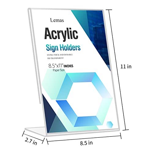 Lemas Slanted Back Acrylic Sign Holder 8.5*11 Inches，Clear Desktop Sign Holder Plastic Paper Holder Tabletop Display Stand For Office, Restaurant, Store (3Pcs) #TOP1