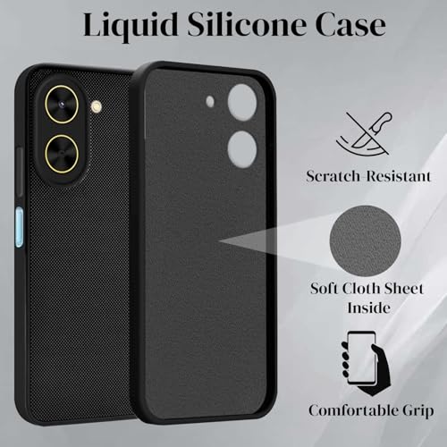 Image of Jkobi Back Cover Case for Poco C71 (Textured Grip Design | Micro-Fiber Cloth Inside | Slim and Light Weight | Soft Touch and Feel | Black)