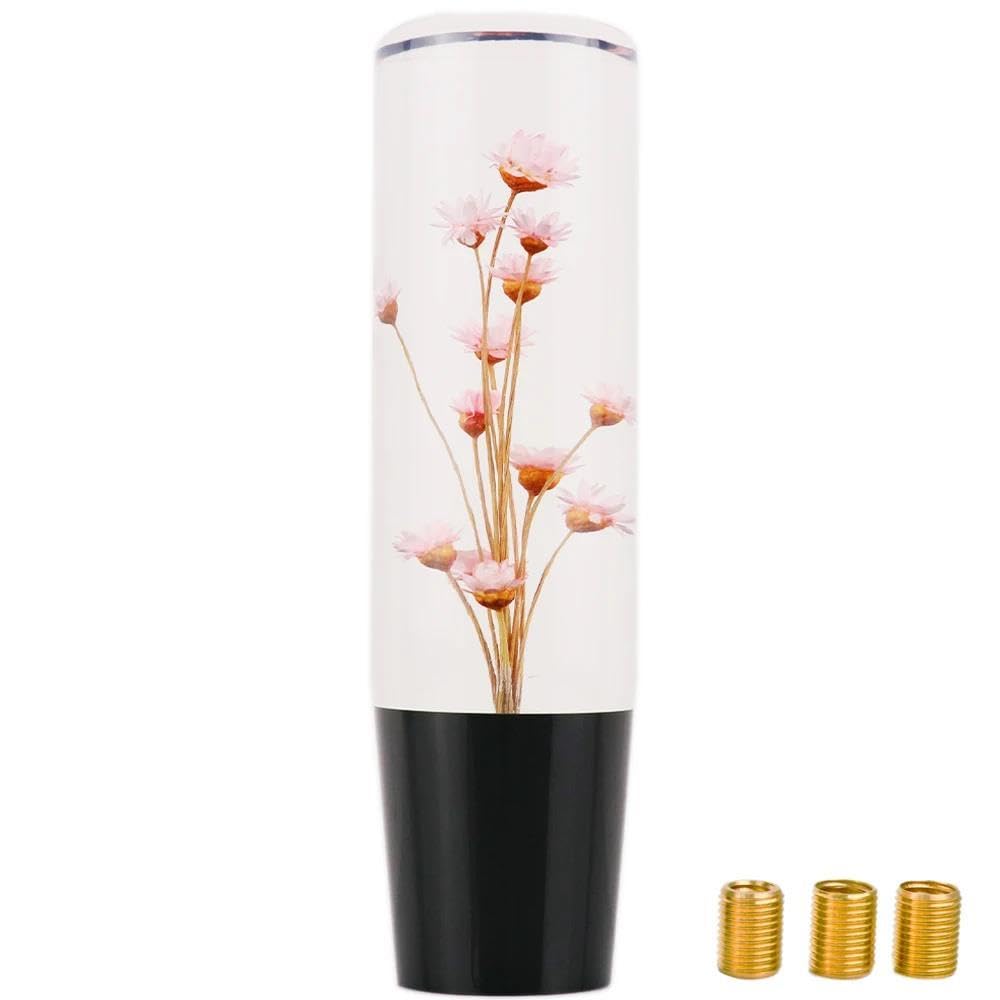 HYASDBWE Real Flower Crystal Bubble Car Gear Stick Shift Knob Shifter Lever 15CM /10CM Car Replacement Parts Gear Shifter Parts(Pink,15CM)