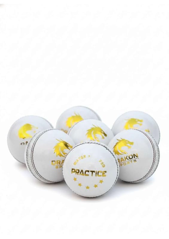 Image of Durable Leather Cricket Balls | Practice Match Use, Swing & Seam Optimized White Ball - Pack of 6