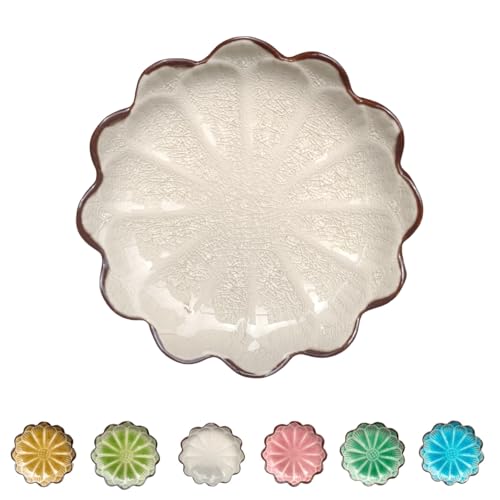 Image of Ceramic Spoon Rest for Stove Top, Flower Cute Spoon Rest for Kitchen Counter, Cooking Spoon Holder for Kitchen Counter, Utensil Rest Spatula Rest Ladle Holder Tong Rest, 1 PC (Crack Deco, Cream White)