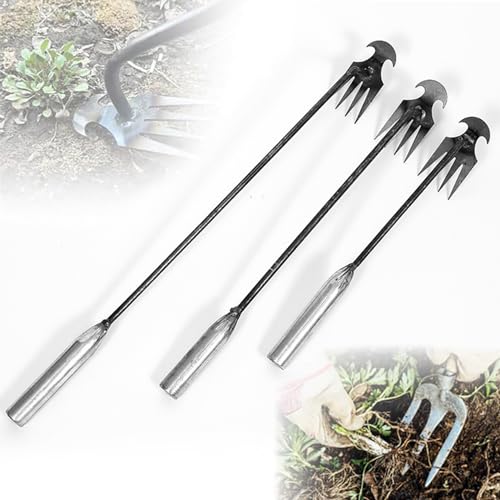 Garden Hand Weeder Tool, 2024 New Uprooting Weeding Artifact Tool, Portable Weed Puller with Long Handle, Stainless Steel Grass Removal Tool, Weedmaster Weed Remover Tool for Farm (Silver 30cm)