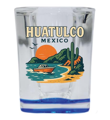 Vaso de shot cuadrado azul 2 oz souvenir vintage