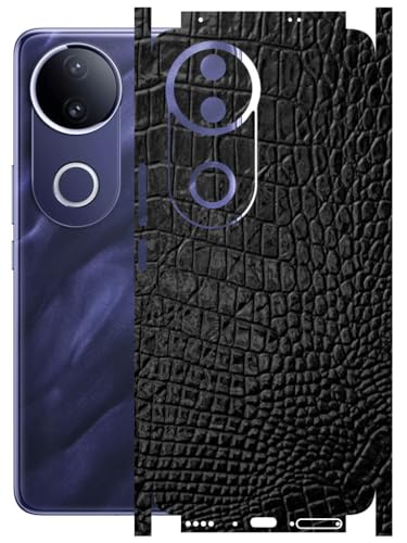 Image of AtOdds - Full Body Back Screen Guard Protector Film - 3D Textured Lamination Wrap Skin Sticker Compatible with VIVO T4R (5G) | Scratchproof Matte Finish (Design - Black Crocodile)