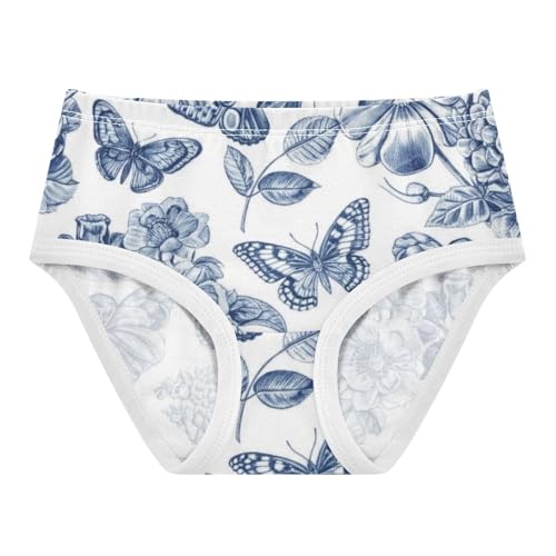 Toddler Girls Underwear 2t Cotton Panties for Girl Artistic Briefs Kids Undies Botanical Flower Retro Butterfly