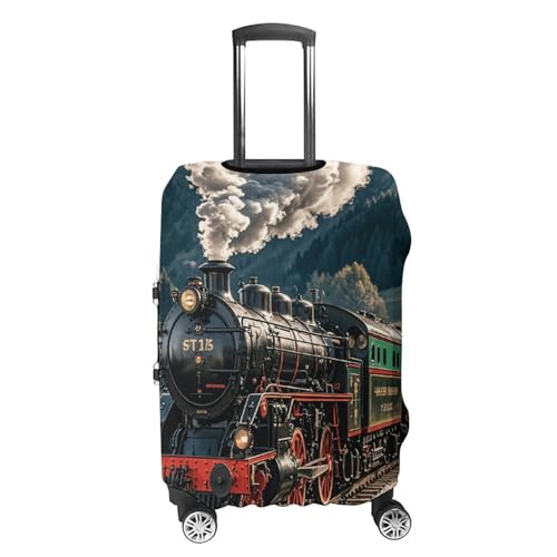 Steam Locomotive Train Luggage Covers Tsa Approved Suitcase Cover Elastic Washable Luggage Sleeve Carry on Cover Protector Anti-Scratch Suitcase Protector Fits 19-30 Inch Case(S)4