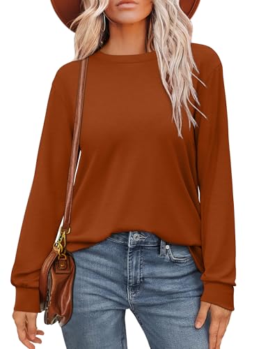 WIHOLL Womens Fall Outfits Long Sleeve Shirts Tshirts Clothes 2025 Loose Casual Clothes Thanksgiving Tops School Teacher Camarel L