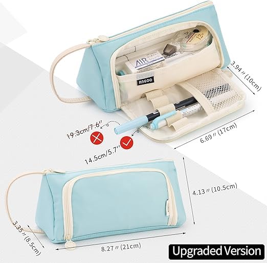 Image of EASTHILL Big Capacity Pencil Pen Case Office College School Storage High Capacity Bag Pouch Holder Box Organizer (Cotton, Zoom Sky Blue)