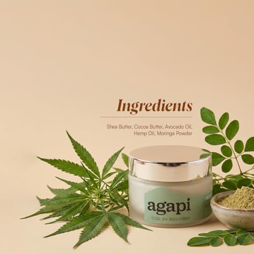 Image of Agapi Sikkim Hemp Moringa Foot Cream - Moisturizing Foot Repair Cream for Dry, Cracked Heels & Feet | Natural Healing Balm with Shea Butter, Non-Greasy Formula - 50gm