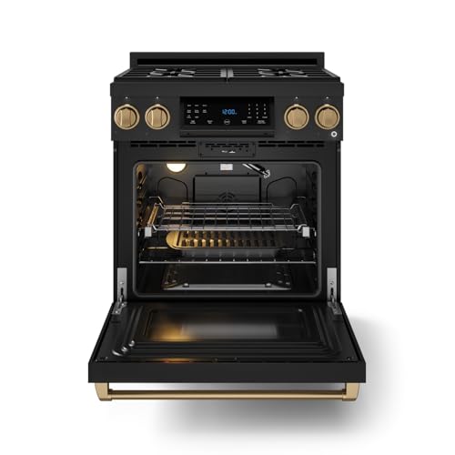 Image of Gordon Ramsay by THOR Kitchen 30 Inch Professional Gas Range with Tilt Panel Touch Control in Black /Bronze