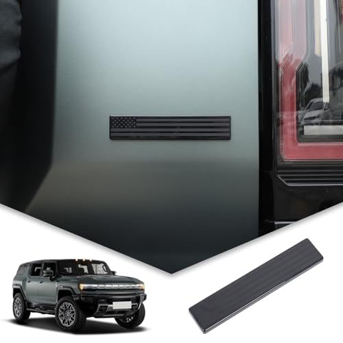 Image of Rear Tailgate Emblem Compatible with 2023 2024 2025 2026+ Hummer EV Accessories Model SUV Matte Black American Flag Back Tailgate Badge Logo USA Style 3D Badge Flag Decal