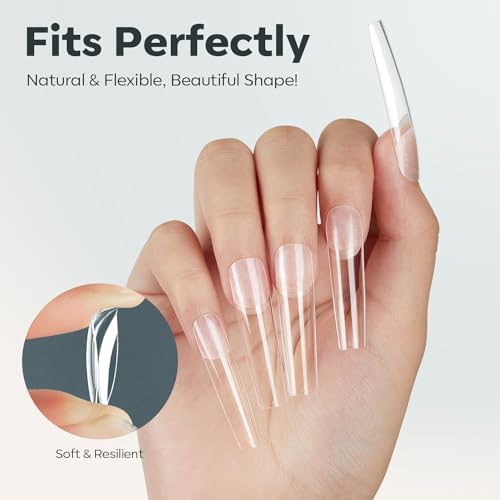 Image of Modelones Long Square Nail Tips Pre-shaped XXl Soft Gel Fake Nails False