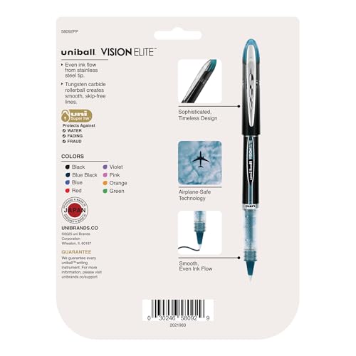 Image of uniball Vision Elite Rollerball Pens, Micro Point (0.5mm), Assorted Colors, 8 Pack