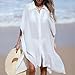 Women Swimsuit Cover Up Shirt Fashion Sheer Button Short Sleeve Beach Dress Loose Soft Flowy Bathing Suit Coverup White Free Size
