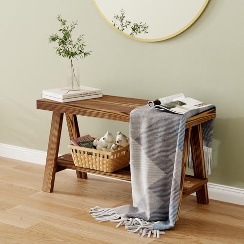 Giklux, Banco de Madera 76CM, Banco Madera Rustico, Banco Zapatero recibidor, Bancos Comedor, Zapatero Entrada recibidor, Apto para Entrada, Comedor, Sala de Estar, Pasillo