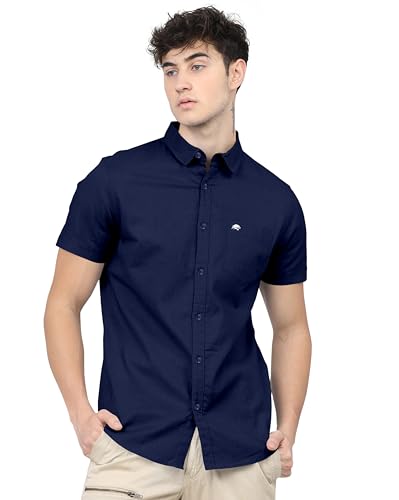 Image of BRUCEWANE Men's 100% Cotton Half Sleeve Shirt