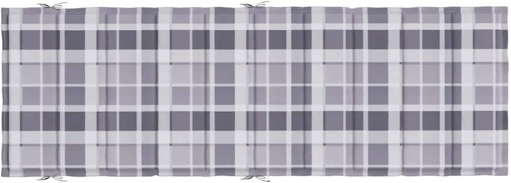 Sun Lounger Cushion with Soft Foam Filling and Water-Resistant Grey Check Oxford Fabric for Outdoor Comfort, Breathable 100% Polyester Material