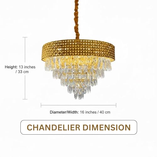 Image of Desidiya LED 400MM Golden Netmesh Modern Chandelier Lights for Ceiling Living Room K9 Crystals Antique Jhumar Light for Hall Decoration, Luxury Ceiling Fixture Light for Living Room, Dining Room