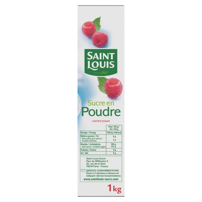 SAINT LOUIS - Sucre En Poudre Classique À Bec Verseur - 1Kg de Douceur Pure Pour Vos Recettes - Idéal pour Cuisiner, Pâtisser et Sucrer Vos Bois - Lot De 4 - Vendu Par Lot