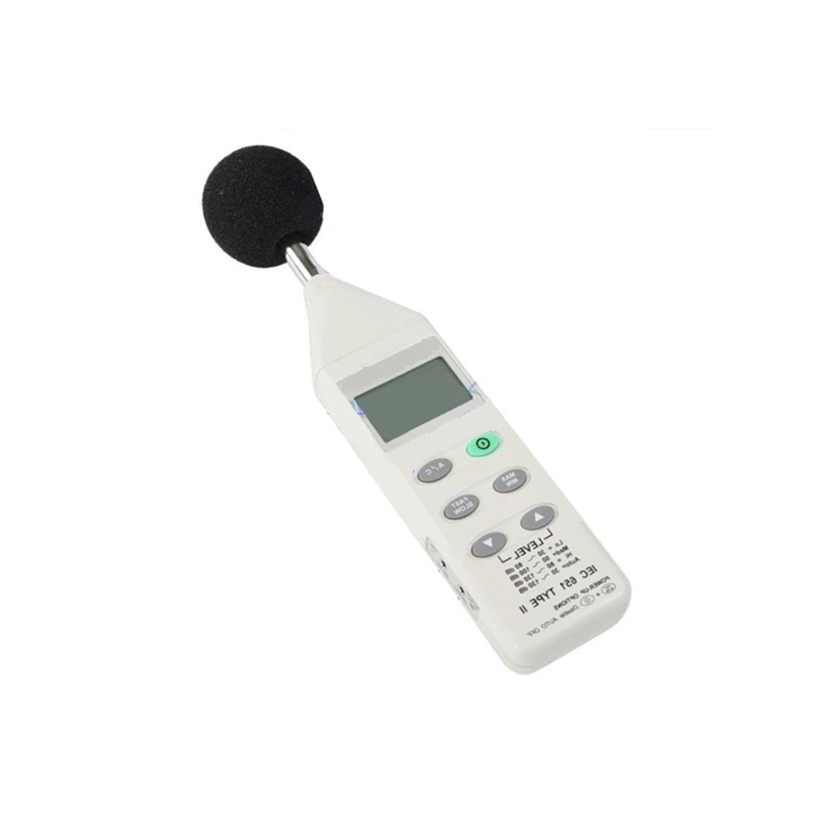 misuratore di decibel， Tester del livello di rumore con spegnimento automatico, fonometro digitale da 30-130 dB display LCD e uscita CA/CC