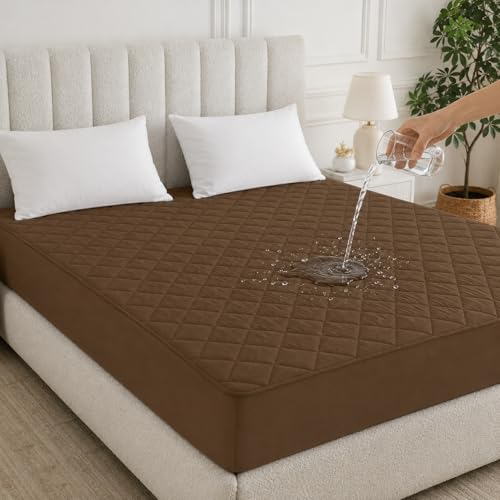 Image of La Verne 100% Waterproof Cotton Quilted Mattress Protector King Size Breathable 78 x 72 Inches | Breathable and Hypoallergenic Ultra Soft Fitted Bed Protector Cover