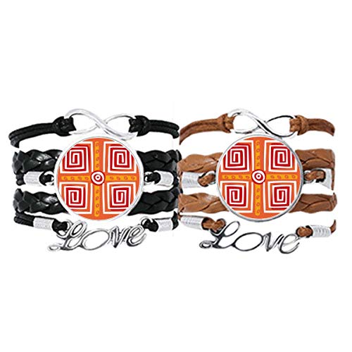Pulsera de tótems de México de cuero para lucir en pareja durante escapadas y viajes