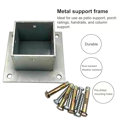 Soporte de base para postes, anclaje cuadrado para suelo de hormigón, soporte de suelo de hormigón para pérgola, poste de buzón y soporte de barandilla