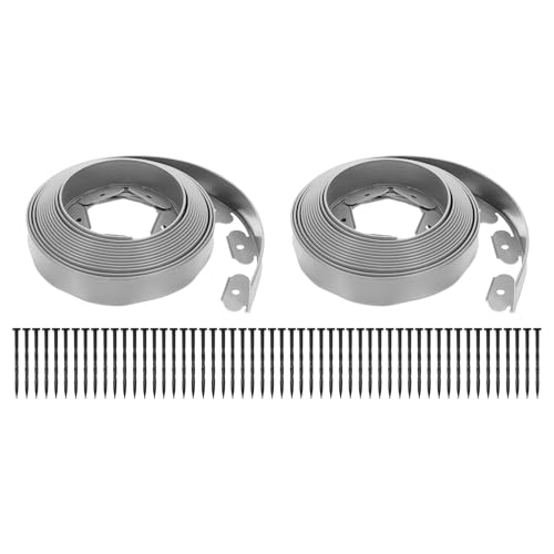 QUARKZMAN Bordatura Per Giardino, 2 Pz 18M x 5Cm Kit Bordatura Giardino Con 54 Picchetti, Bordatura Per Prato Aiuole Fiori Cortile Erba (Grigio)