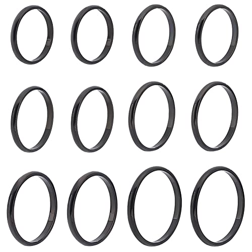 Imagen de DICOSMETIC 12 Uds 6 tamaños 2mm Anillos de Dedo de Cúpula Lisa 304 anillos de Acero Inoxidable para Nudillos Anillos de Dedo de Boda Negros Regalo de Joyería para Niñas