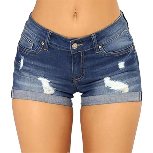 Short en jean déchiré pour vos sorties d'été, denim noir doux et ajusté Wjnvfioo