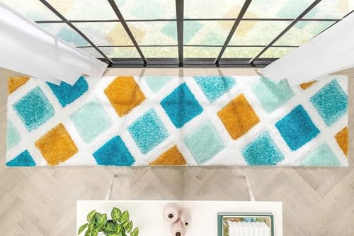 Image of Soft Plain Shaggy Rugs and Carpet for Bedroom Living Room 2x5 Feet M-12