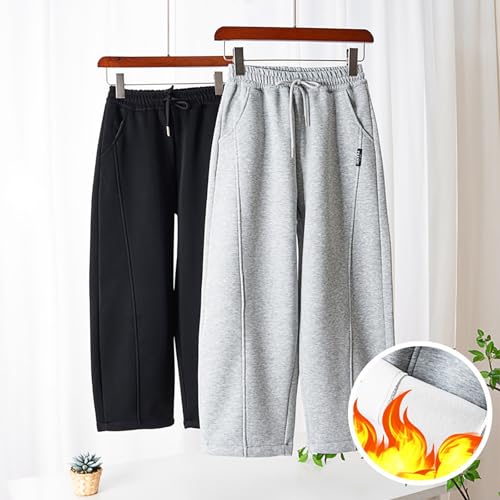 Boys' Open Bottom Fleece-Lined Sweatpants with Pockets High Waisted Kids Athletic Pants for Yoga Running 10-11 Years Grey2