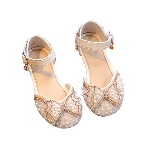 Girls Dress Shoes Bowtie Crystal Shoes Performance Shoes with Satin Ankle Tie for Wedding Size 6 Toddler Sandals