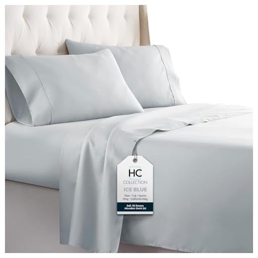 HC COLLECTION Full Bed Sheets Set - Hotel Luxury, Lightweight, Soft Cooling Bedding & Pillowcase Set w/ 16" Deep Pockets - Wrinkle & Shrink Resistant - Ice Blue, Eco-Friendly Full Size 4 pc Sheet Set
