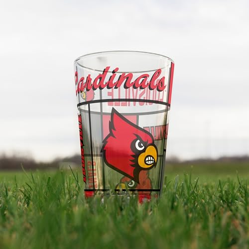 Image of Logo Brands NCAA oz Stained Glass Pint Glass - 3D Embossed Logo & Bold Team Colors - Durable Sports Fan Beer Glass for Home, Bar & Tailgates