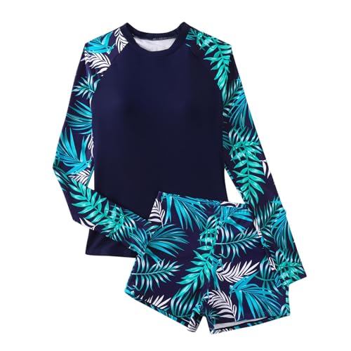 Tankinis deux pièces femme manches longues floral combinaison de surf et tenue plage