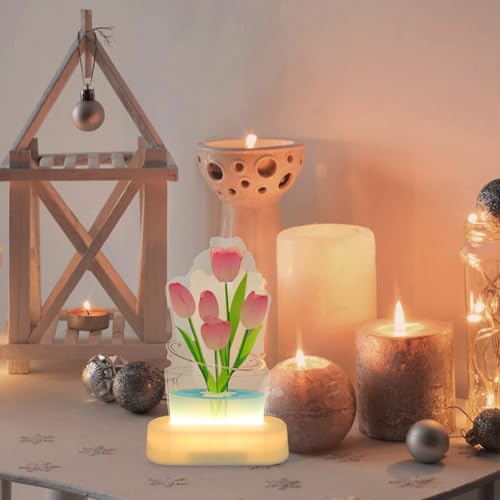 Lámpara de Mesa Tulip 3D de Acrílico Rosa miniatura 5