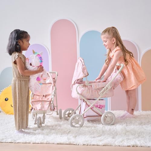 Teamson Kids Puppenwagen 2-in-1 Klassiker in Beige mit Zubehör, wandelbarer Puppenbuggy für fantasievolle Rollenspiele drinnen – Bild 6