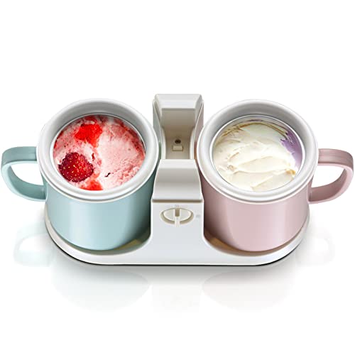 Huachaoxiang Softeismaschine Für Zuhause, 1L Automatischer Doppelzylinder Mini Frozen Yogurt Maschine DIY Eismaschine,A – Bild 5