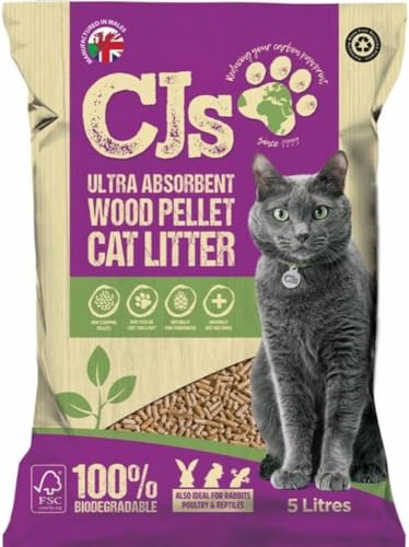 CJs Premium Cat Litter Ultra Absorbent Wood Pellets 5 L (1-Pack)