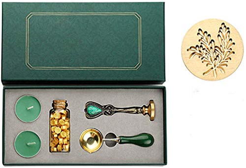 JasCherry Siegelwachs Perlen Set, Wachs Siegel Kit, komplettes Wachssiegel-Kit mit Kerzen Stempel Löffel, Haftwachs für Porto-Briefe Antike Manuskript-Grußkarten Hochzeitseinladung Cover