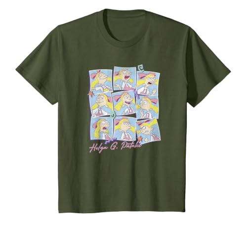 Hey Arnold! Helga G. Pataki Moods Box Up T-Shirt, Youth, Olive Green, Small